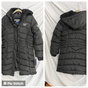 NWT women’s Reebok winter parka puffer coat black medium orig $195